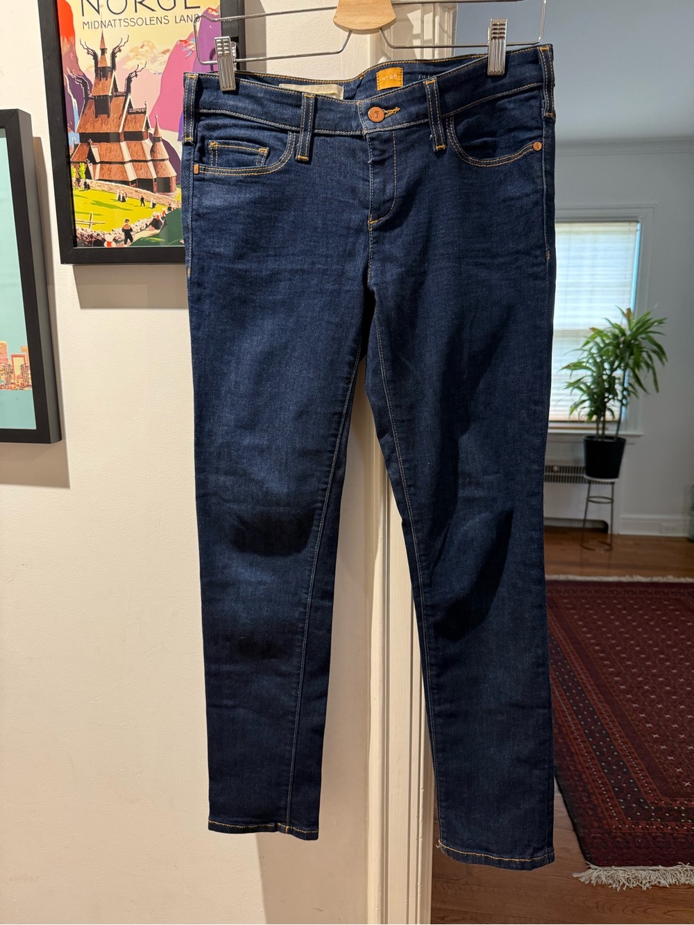 Anthropologie Pilcro and the Letterpress Skinny Jeans Dark Wash Size 28